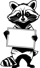 cartoon-raccoon-holding-blank-sign