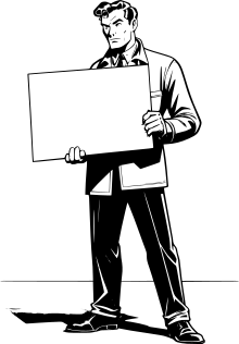 1950s-man-holding-blank-sign