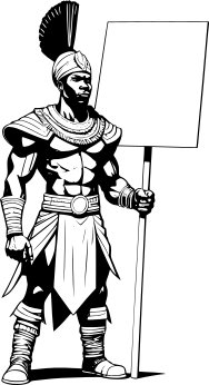 african-warrior-holding-blank-sign