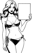 bikini-woman-holding-blank-sign