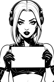 club-girl-in-headphones-holding-blank-sign
