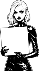 goth-woman-holding-blank-sign