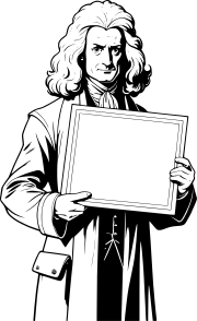isaac-newton-holding-a-blank-sign