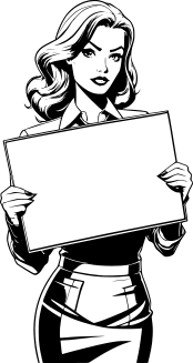 office-woman-holding-blank-sign