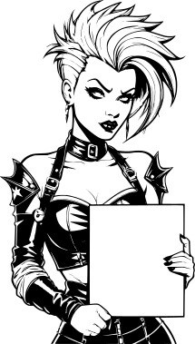 punk-goth-woman-holding-blank-sign