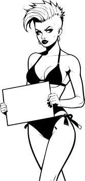 punk-woman-in-bikini-holding-a-blank-sign