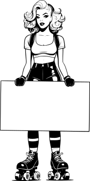 rollerskate-woman-holding-blank-sign