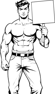shirtless-man-holding-blank-sign