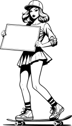 skater-girl-holding-blank-sign