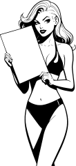 swimsuit-model-holding-blank-sign