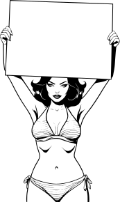 woman-in-bikini-holding-up-a-blank-sign