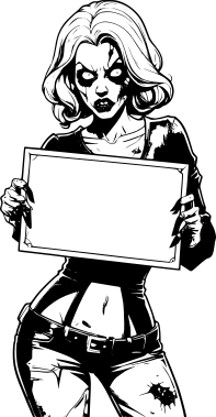 zombie-woman-holding-blank-sign