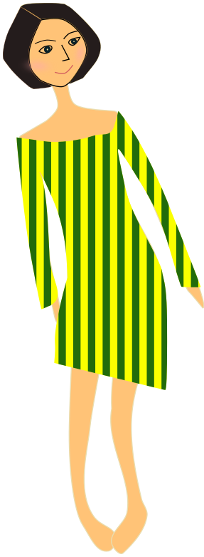 girl in dress stripes green yellow