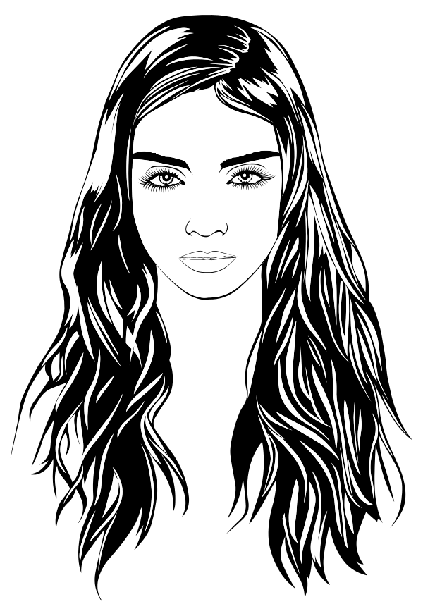 Woman-With-Cold-Stare-Line-Art