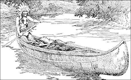 indian in canoe