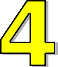 Number 4 Yellow -  Signs Symbol Alphabets Numbers Outlined Numbers 