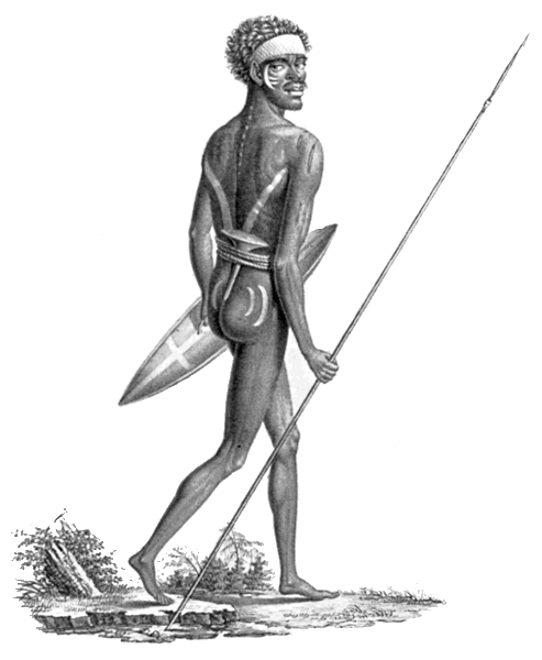aboriginal Australian male carrying a spear