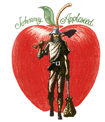 johnny Appleseed with apple