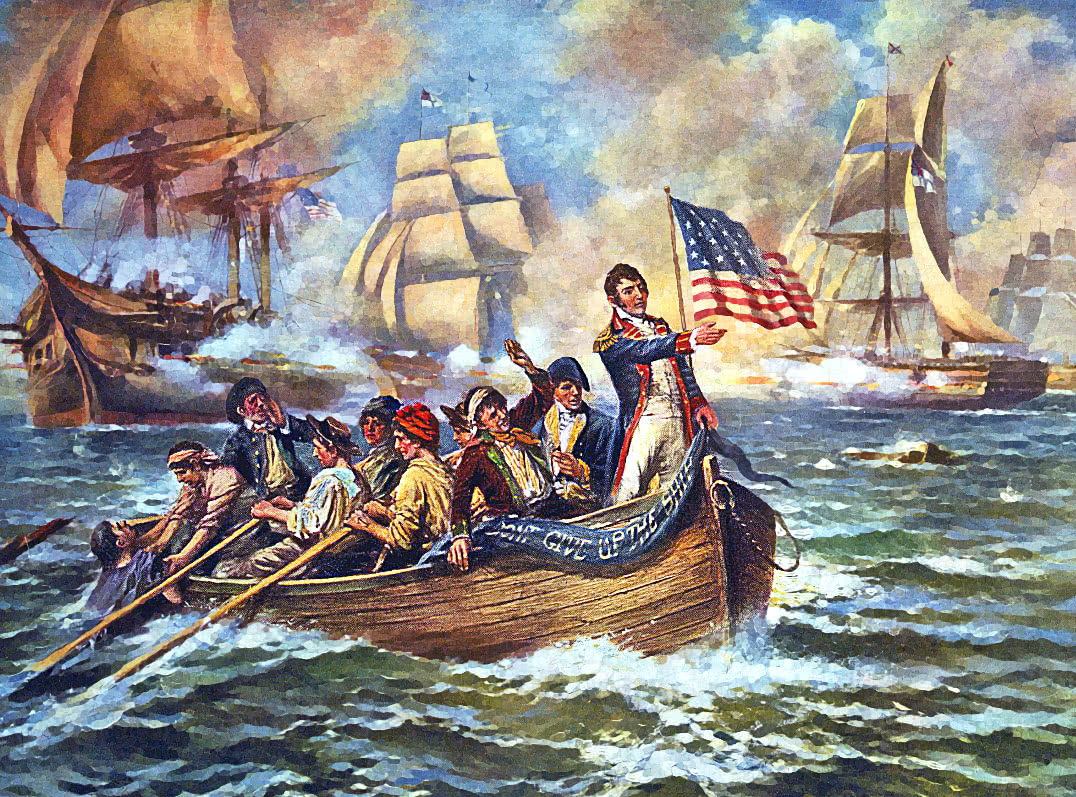 Perry transferring ships during battle