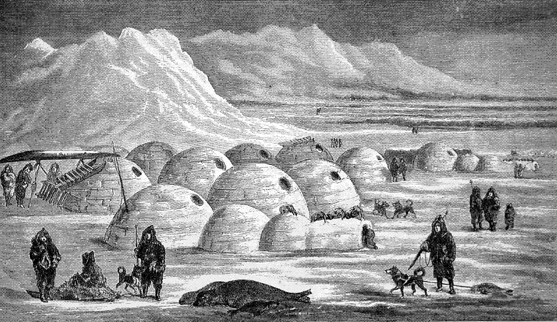 Inuit village Igloos mid 1800s