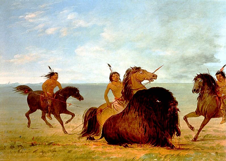 Comanches Lancing a Buffalo Bull