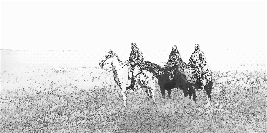 three Piegan Blackfeet chiefs BW