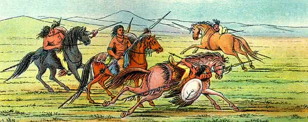 Comanches demonstrating their horsemanship  Catlin