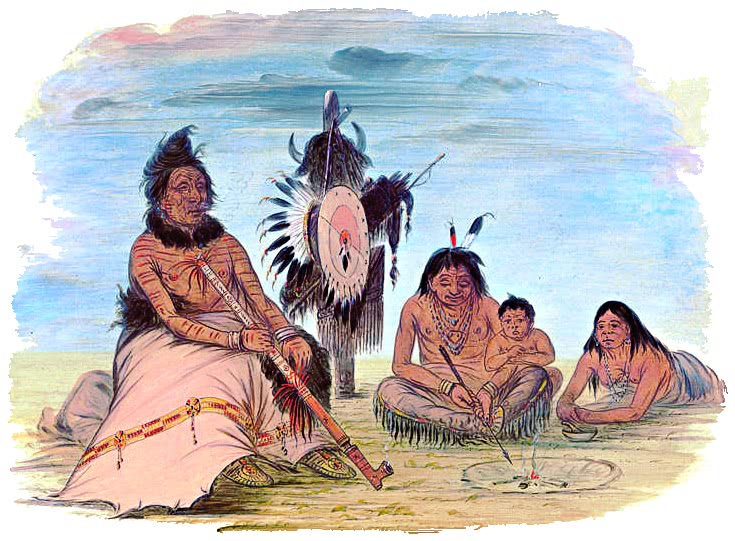 Minatarree Chief and His Family