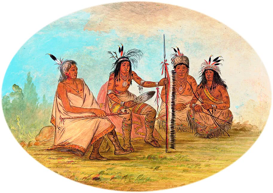 Aged Ojibbeway Chief and Three Warriors