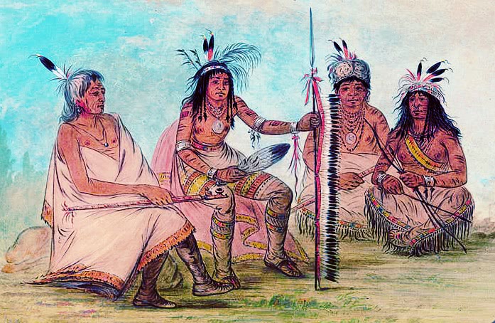 Ojibbeway Chief and Three Warriors