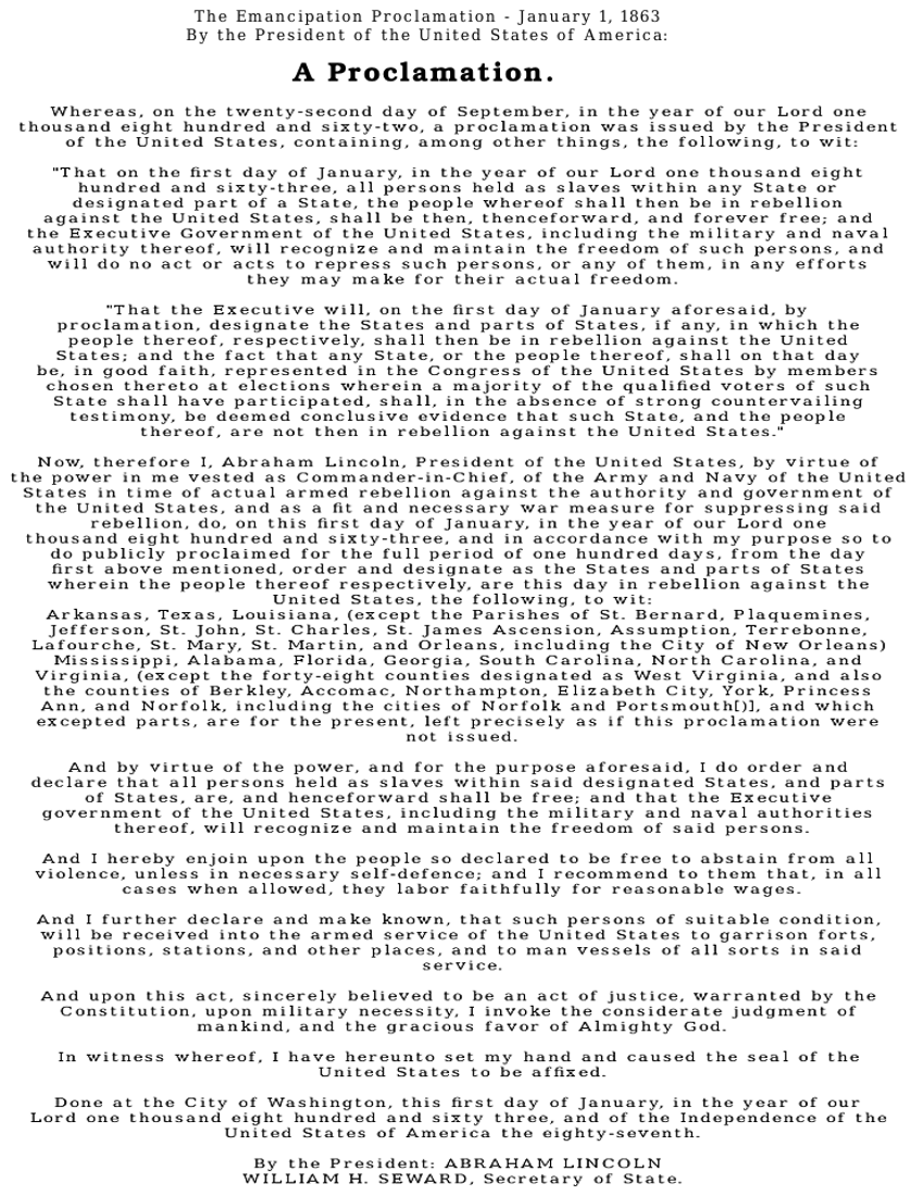Emancipation Proclamation text