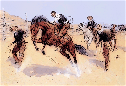 Cowboy breaking a horse  Remington 1893