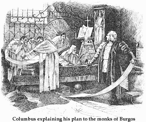 Columbus explaining his plan to the monks of Burgos
