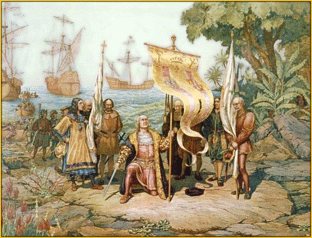 Columbus taking possession of the new country