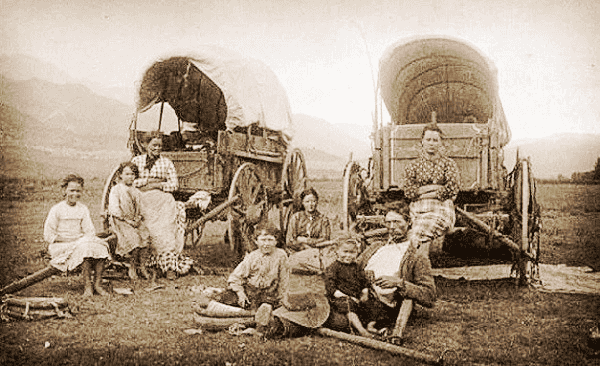 Covered Wagons on trail