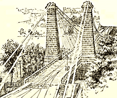 old stone towers of the Niagara suspension bridge
