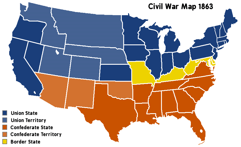 US Secession map 1863