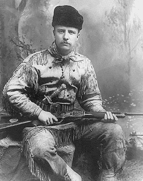 Theodore Roosevelt as Montana Badlands hunter 1885