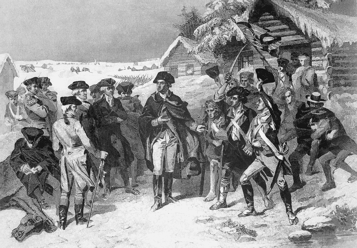 Washington and committee at Valley Forge