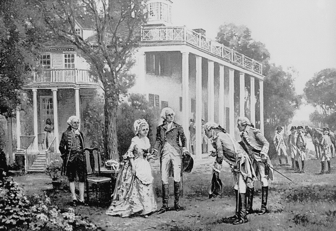 Washington with French generals at Mt Vernon