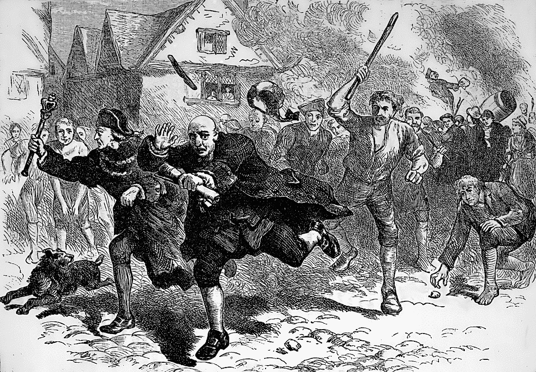 LtGov of Boston chased by rioters 1765