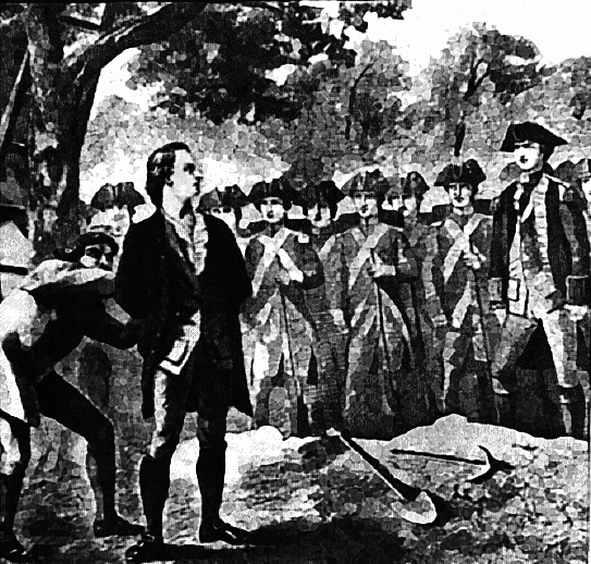Nathan Hale hanged by British 1776
