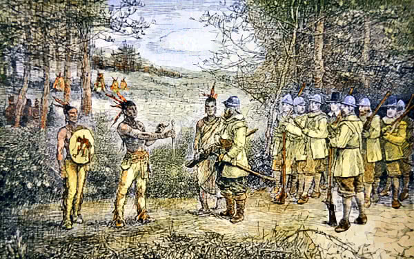 Standish trades w Wamponoag Indians 1621