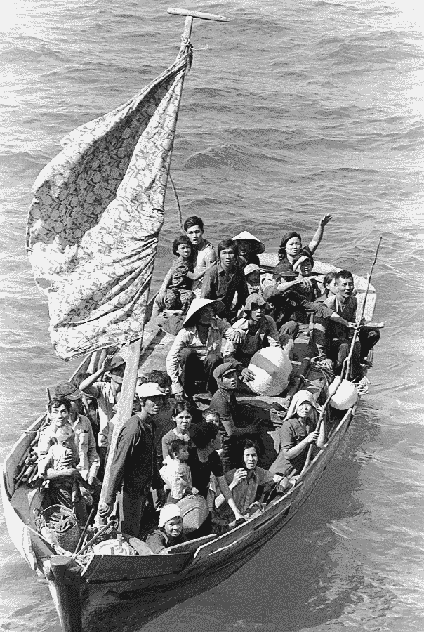 Vietnamese boat people awaiting rescue 1984
