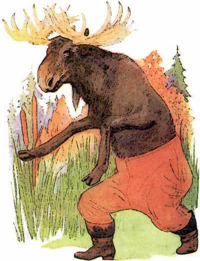 moose wearing pants