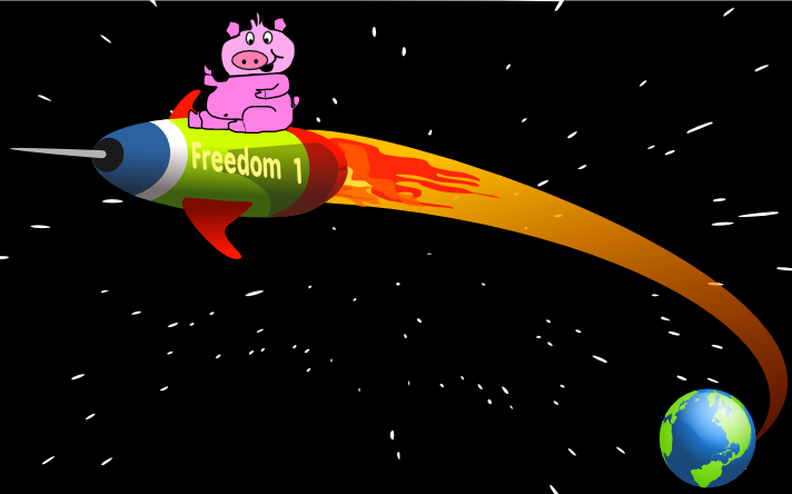 pig flies in space left