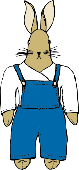 bunny in overalls front view