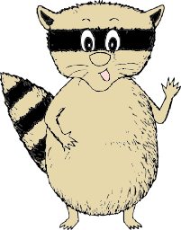 raccoon waving cartoon