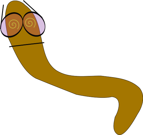 worm with glasses