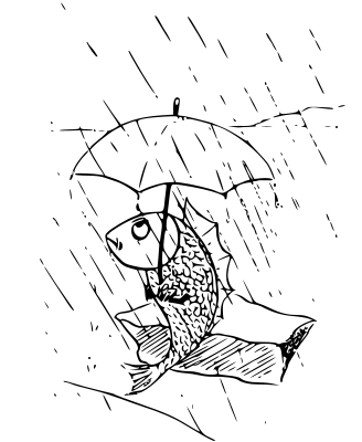 fish with umbrella cartoon